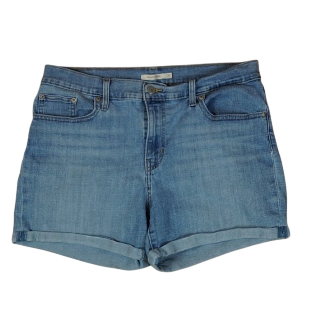 Levi's‎ Light Denim Mid Length High Rise Rolled Hem Shorts Size 33